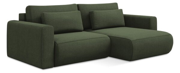 Divano angolare color kaki allungabile/con contenitore (con penisola a destra/con chaise lounge) Kapua – Makamii