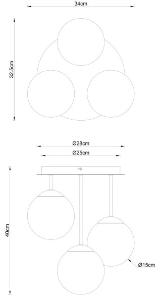 Globo 47441-3CH - Lampada da soffitto a montaggio superficiale HARMON 3xE14/25W/230V ottone