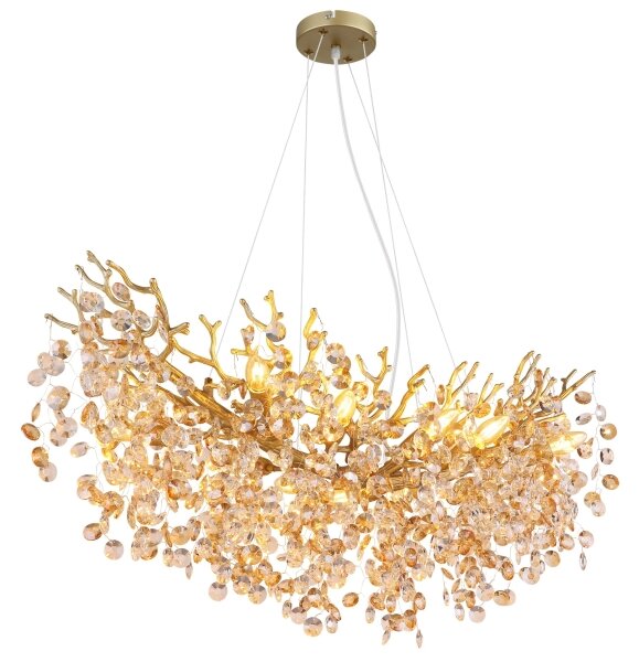 Globo 64138H3G - Lampadario sospeso QUEENA su cavo, 10xE14/40W/230V, dorato