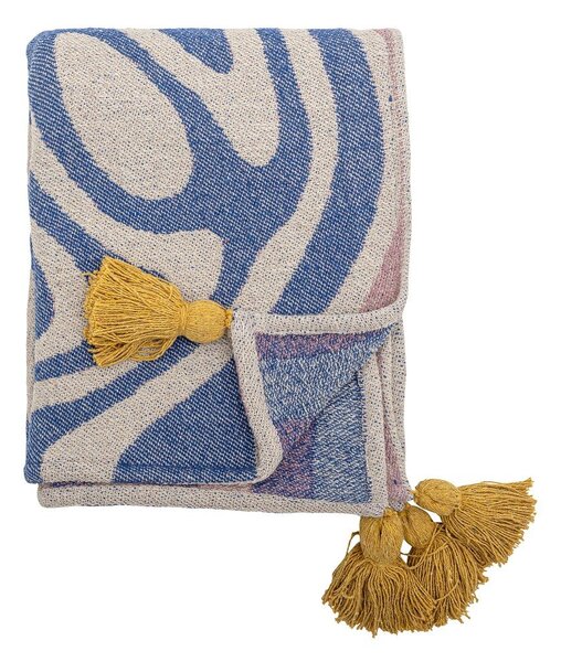 Coperta blu in misto cotone 130x160 cm Arlie – Bloomingville