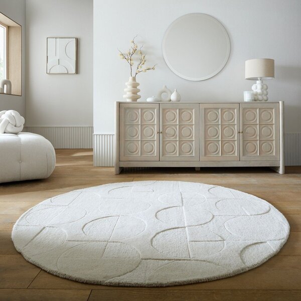 Tappeto rotondo avorio in lana tessuto a mano ø 160 cm Gigi – Flair Rugs