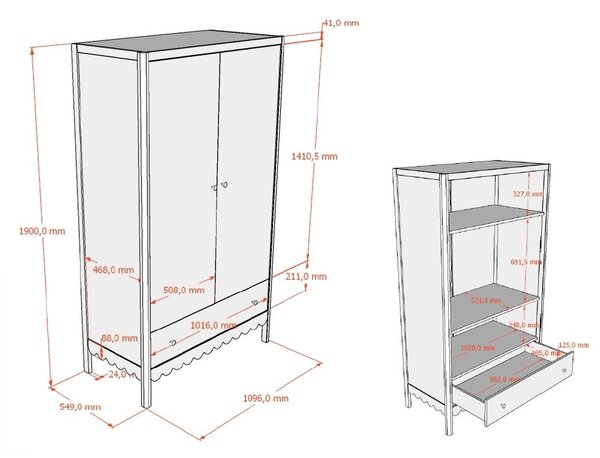 Armadio per bambini beige 110x190x55 cm Swingo – Vipack