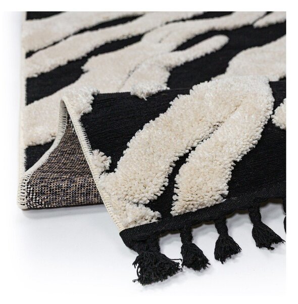 Tappeto bianco e nero 133x190 cm Esra Zebra – Flair Rugs