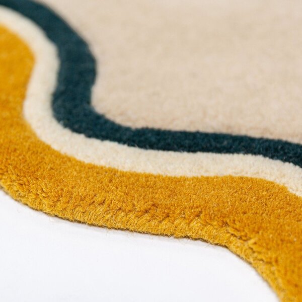 Tappeto rotondo di colore naturale in lana tessuto a mano ø 180 cm Leo Scallop – Flair Rugs