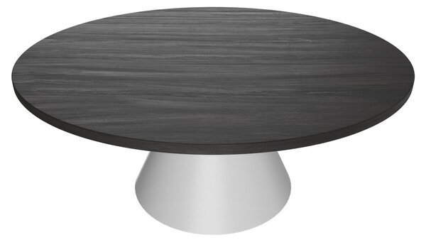 Artù White - Tavolo da pranzo rotondo ⌀ 120 cm in legno laminato con base a cono in metallo-Nero
