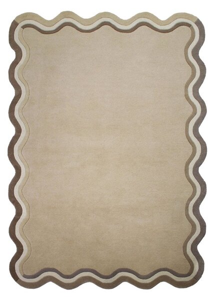 Tappeto di colore naturale in lana tessuto a mano 160x230 cm Leo Scallop – Flair Rugs