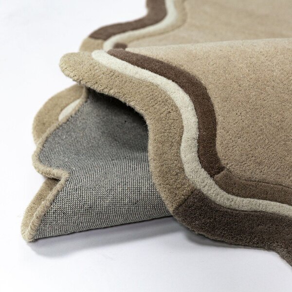 Tappeto di colore naturale in lana tessuto a mano 160x230 cm Leo Scallop – Flair Rugs