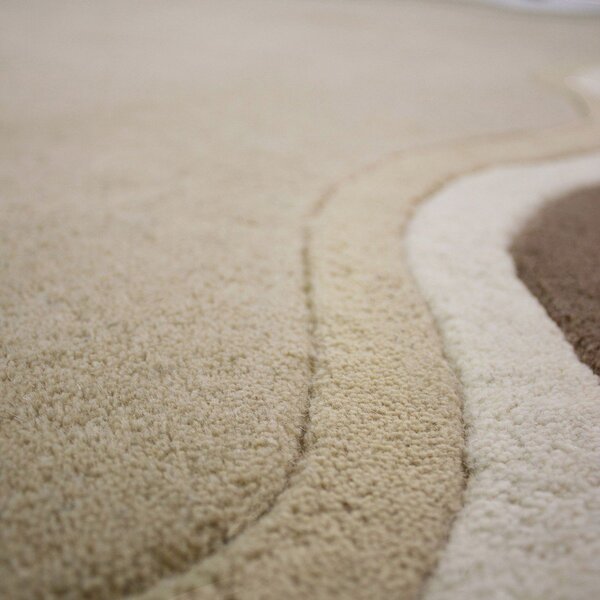 Tappeto di colore naturale in lana tessuto a mano 160x230 cm Leo Scallop – Flair Rugs