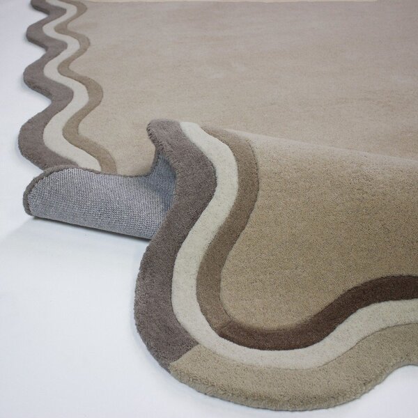 Tappeto di colore naturale in lana tessuto a mano 160x230 cm Leo Scallop – Flair Rugs