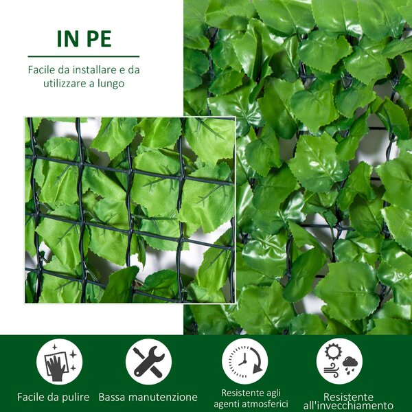 Outsunny Rotolo di Siepe Artificiale per Balcone e Giardino in PE Verde 300x150cm|Aosom