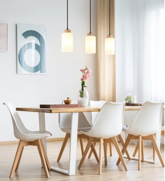 Globo 15977-3H - Lampadario a sospensione con cavo ROWENA 3xE27/60W/230V beige/bianco