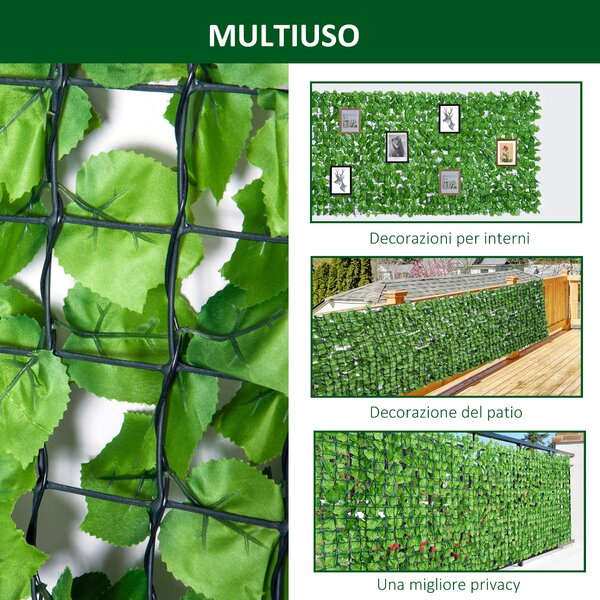 Outsunny Rotolo di Siepe Artificiale per Balcone e Giardino in PE Verde 300x150cm|Aosom