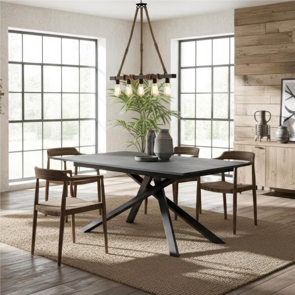 Tavolo Allungabile, Top in Melaminico cemento cemento grigio opaco Gambe in Metallo Nero, Pulse 25 Dimensioni 90x140 Max 190 x h76 cm, peso kg 49 Fino a 8 persone colore cemento cemento grigio opaco