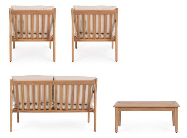 Set di mobili da giardino di colore naturale in acacia massiccia per 4 persone Danubio – Bizzotto