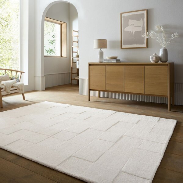 Tappeto avorio in lana tessuto a mano 200x290 cm Checkerboard – Flair Rugs