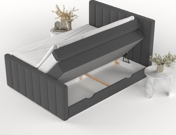 Letto boxspring grigio con contenitore 140x200 cm Ruby - Maison de Rêve