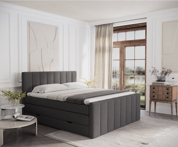 Letto boxspring grigio con contenitore 140x200 cm Ruby - Maison de Rêve