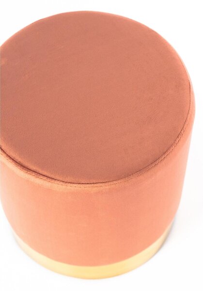 POUFF In Velluto con fascia dorata design Cilindrico Dimensioni 36x h40 cm colore Arancio