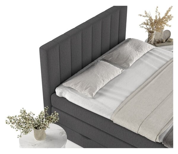 Letto boxspring grigio con contenitore 140x200 cm Ruby - Maison de Rêve