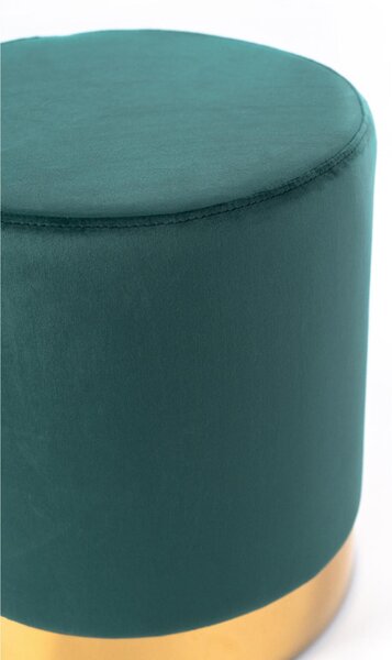 POUFF In Velluto con fascia dorata design Cilindrico Dimensioni 36x h40 cm colore verde imperiale