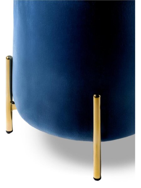 POUFF In Velluto con piedini dorati design Cilindrico Dimensioni 36x h41 cm piedini dorati colore Blu