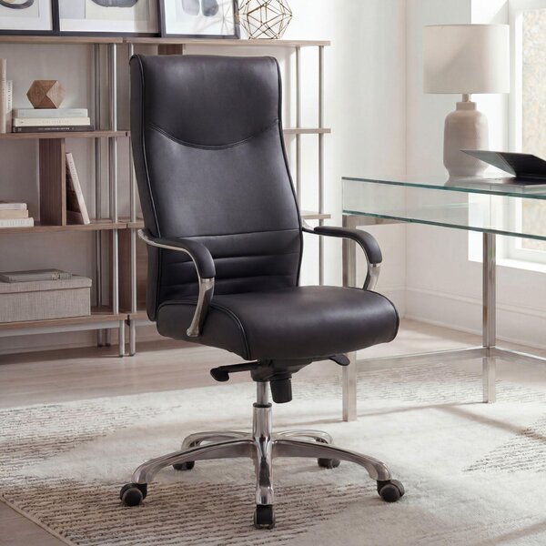 FineBuy Sedia da ufficio BIGBOSS Rivestimento in Pelle finta nera Sedia da scrivania fino a 150 kg Sedia direzionale XXL Regolabile in altezza Sedia girevole ergonomica con braccioli