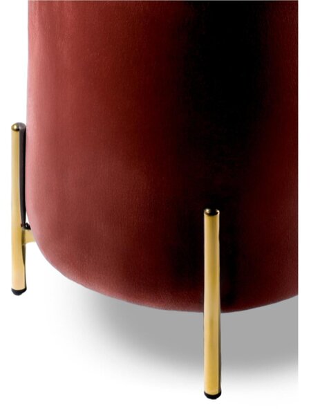 POUFF In Velluto con piedini dorati design Cilindrico Dimensioni 36x h41 cm piedini dorati colore Rosso