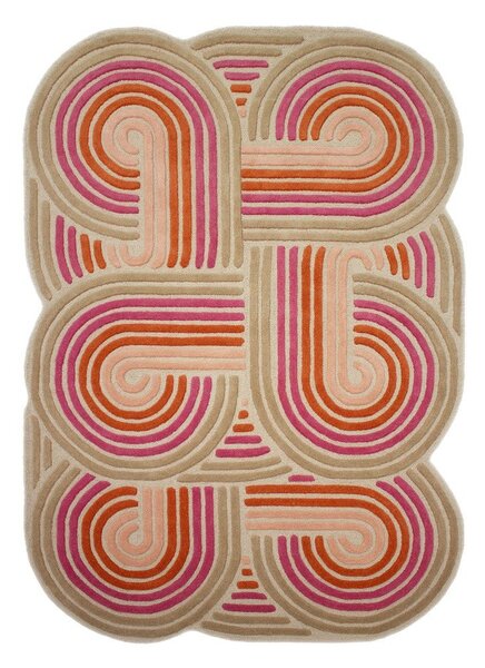 Tappeto rosa in lana tessuto a mano 140x200 cm Spiral Shaped – Flair Rugs