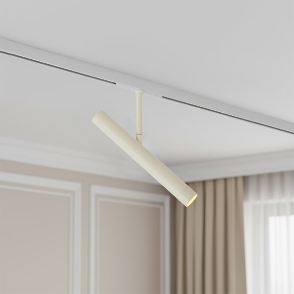 Faretto moderno beige e bianco per sistema di illuminazione a binario monofase - Slimline Avery