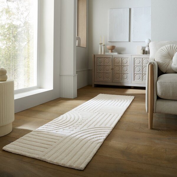Passatoia avorio in lana tessuta a mano 60x230 cm Zen Garden – Flair Rugs
