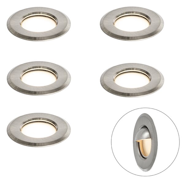 Set di 5 faretti da incasso moderni in alluminio con LED IP67 - Linsey