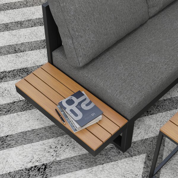 Outsunny Set salotto da esterno 5 pezzi, set di mobili da giardino, 148 cm x 61 cm x 71,5 cm, Grigio + Naturale | Aosom Italy