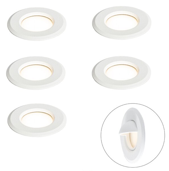 Set di 5 faretti da incasso moderni bianchi con LED IP67 - Linsey