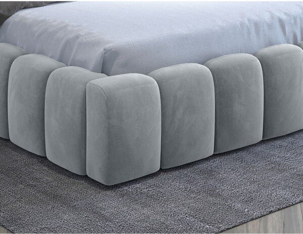 Letto matrimoniale imbottito grigio chiaro con contenitore con rete inclusa 140x200 cm Lamica – ELTAP