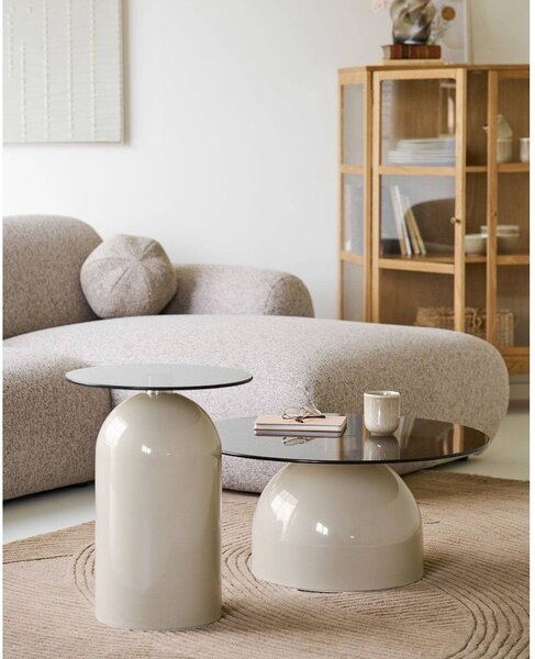 Tavolino rotondo con piano in vetro ø 40 cm Ravello – House Nordic