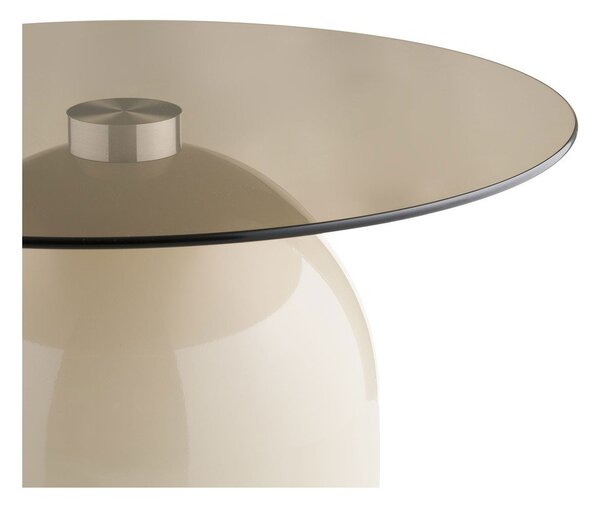 Tavolino da salotto rotondo beige con piano in vetro ø 70 cm Ravello – House Nordic