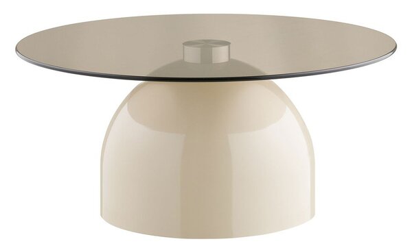 Tavolino da salotto rotondo beige con piano in vetro ø 70 cm Ravello – House Nordic