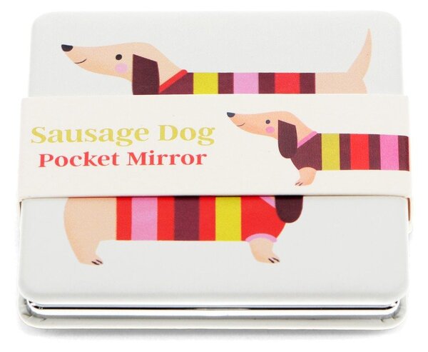Specchio per make-up con ingrandimento 7x7 cm Sausage Dog – Rex London