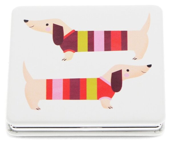 Specchio per make-up con ingrandimento 7x7 cm Sausage Dog – Rex London