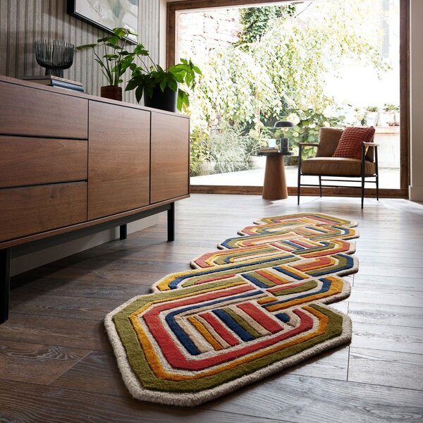 Passatoia in lana tessuta a mano 80x300 cm Lattice Shaped – Flair Rugs