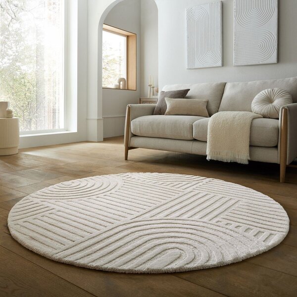 Tappeto rotondo avorio in lana tessuto a mano ø 160 cm Zen Garden – Flair Rugs