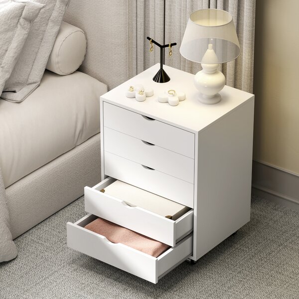 HOMCOM Cassettiera da Ufficio con 5 Cassetti per Documenti A3, Ruote e Blocco, 50x40x67.5 cm, Bianco | Aosom Italy