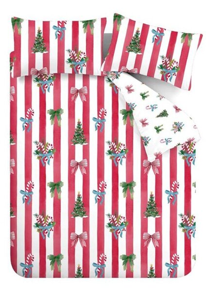 Set copripiumino e federa rosso e bianco per letto matrimoniale 200x200 cm Christmas Stripe – Catherine Lansfield