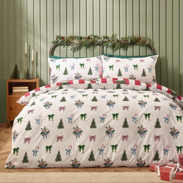 Set copripiumino e federa rosso e bianco per letto matrimoniale 200x200 cm Christmas Stripe – Catherine Lansfield