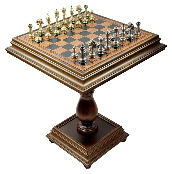 Tavolo da scacchi esclusivo Italfama (66 cm) + pedine in metallo di alta qualità (4 kg) + set di dama