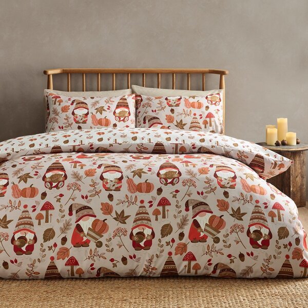 Set copripiumino e federa arancione e marrone per letto singolo 135x200 cm Woodland Gonks – Catherine Lansfield
