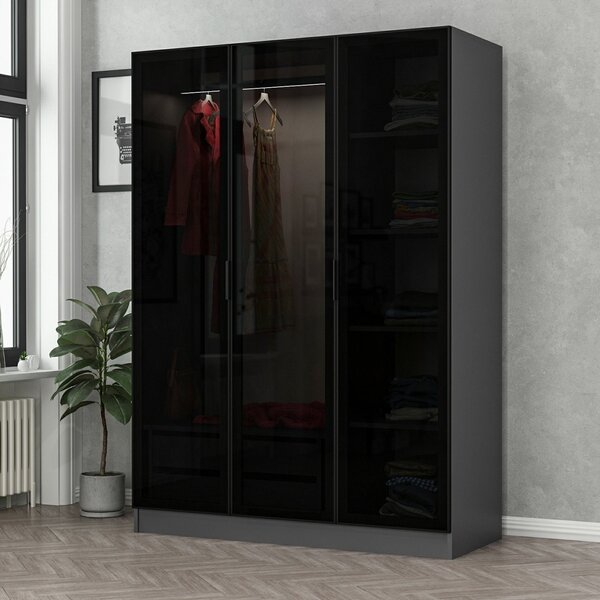 Skye Decor, Kale Anthracite Black - 2272, Appendiabiti, antracite, 135 x 210 x 52 cm