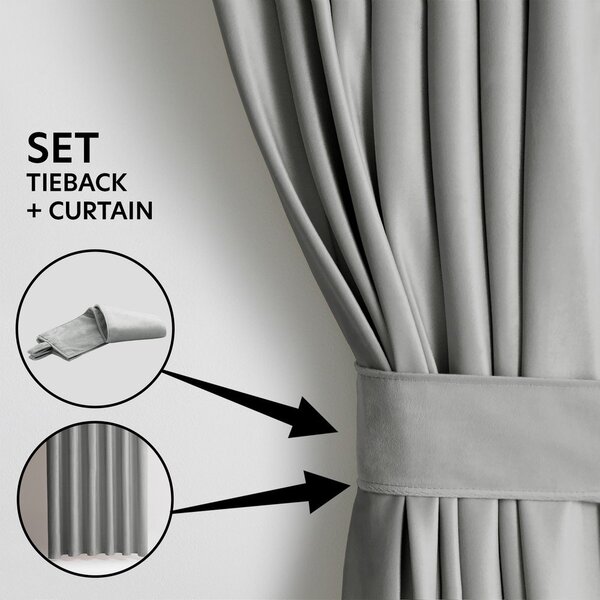 Tenda parzialmente oscurante grigia in velluto 140x245 cm Pleat – Restilo