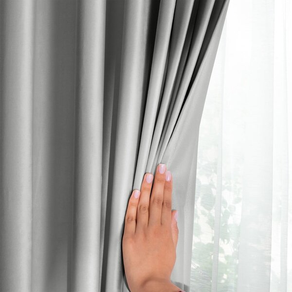 Tenda parzialmente oscurante grigio chiaro in velluto 140x245 cm Eyelets – Restilo