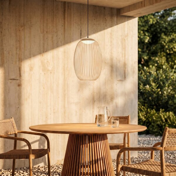 Lampada a sospensione da esterno LED Lucande Richi, beige, 40 cm, dimmerabile Richi Lucande,, Crema / Ambra, Metallo, Moderno